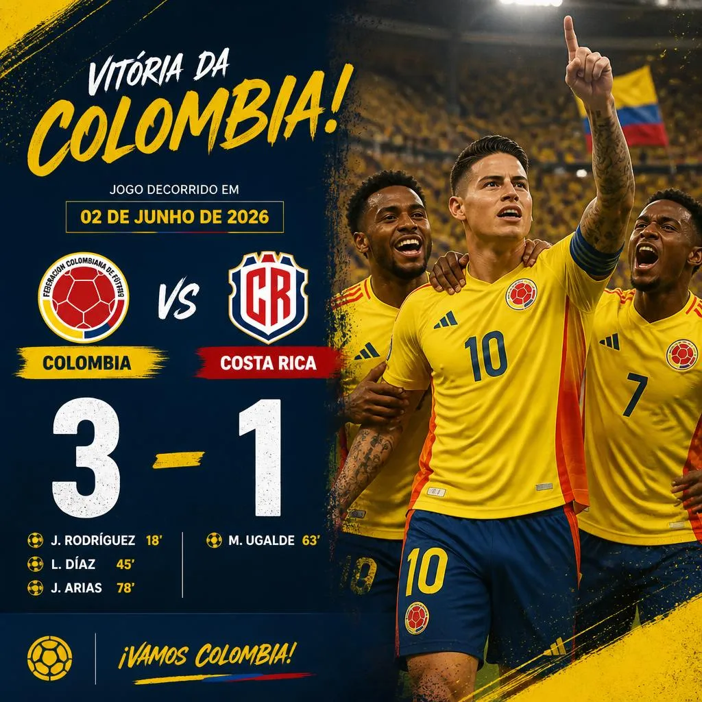 Colômbia Despede-se dos Seus Adeptos com Vitória de Gala antes do Mundial