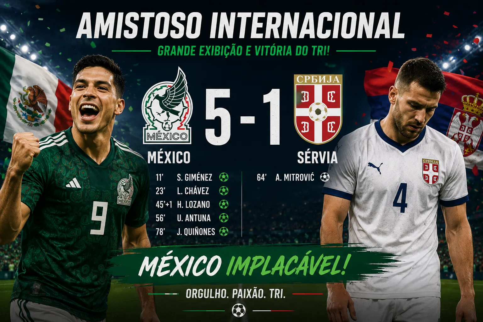 Tricolor Massacra: México Golea 5 a 1 e Chega ao Mundial em Chamas