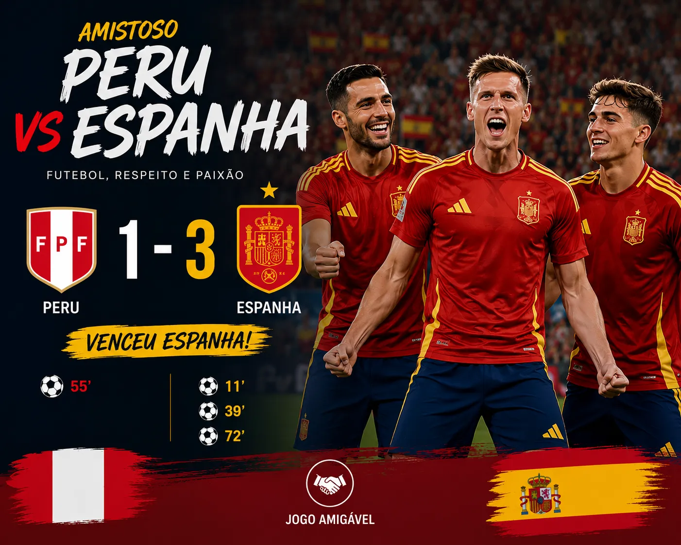 Espanha goleia Peru e fecha a preparação para o Mundial com classe